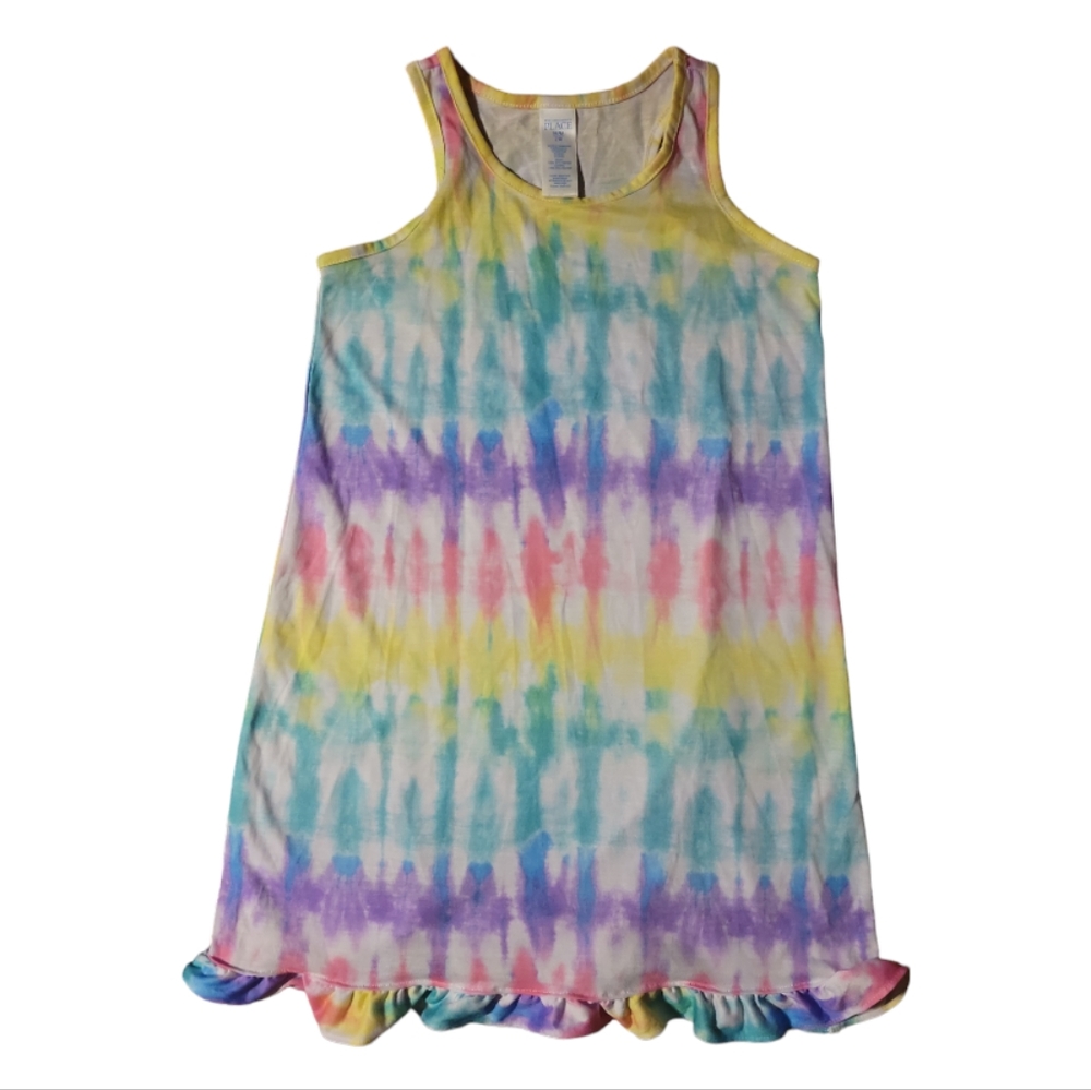 The Children's Place Girl's Pastel Tie Dye Ruffles Sun Dress Sz 7/8
